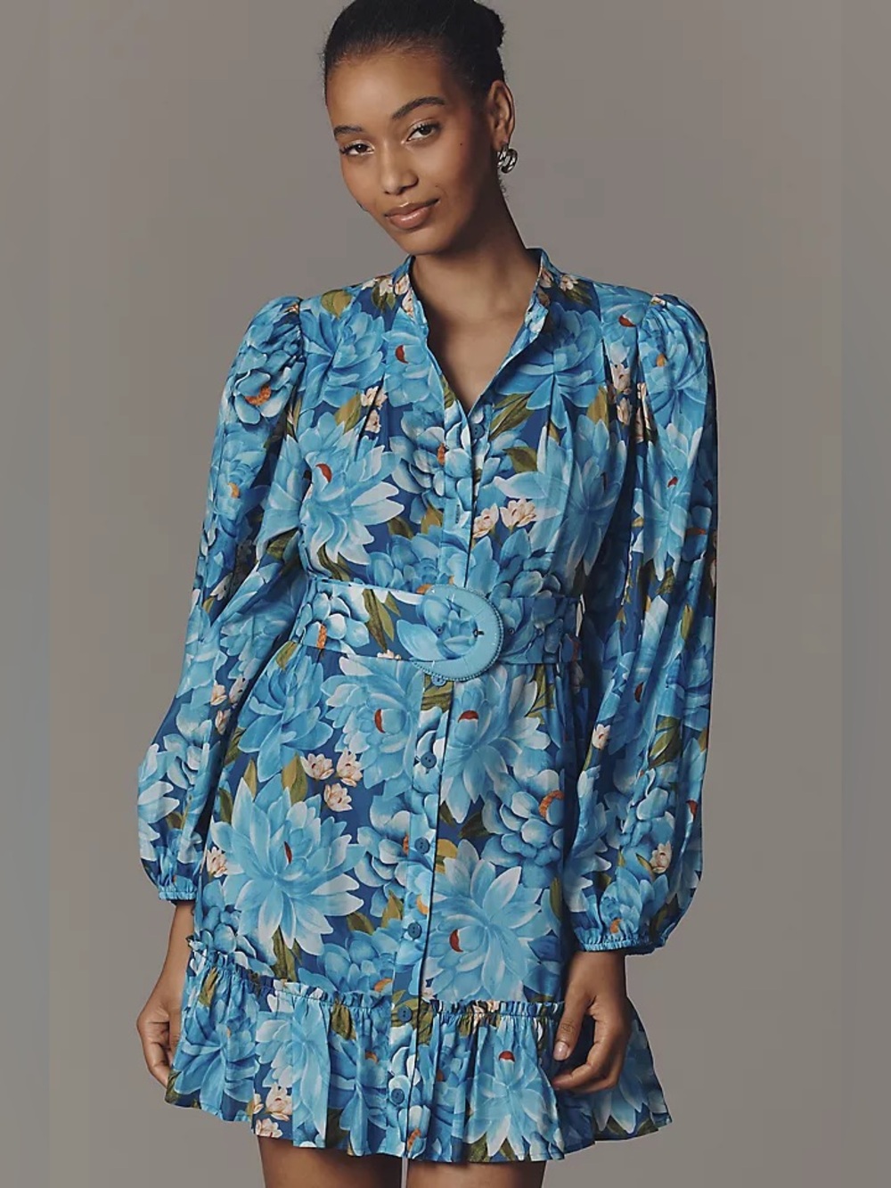 BRAND NEW WITH TAGS Farm Rio x Anthropologie Long-Sleeve Mini Swing Dress